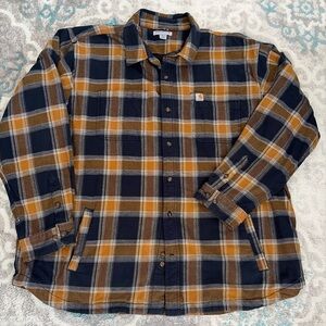 Men Carhartt Rugged Flex Relaxed Fit Midweight Flannel Plaid Shirt Jacket  2XL